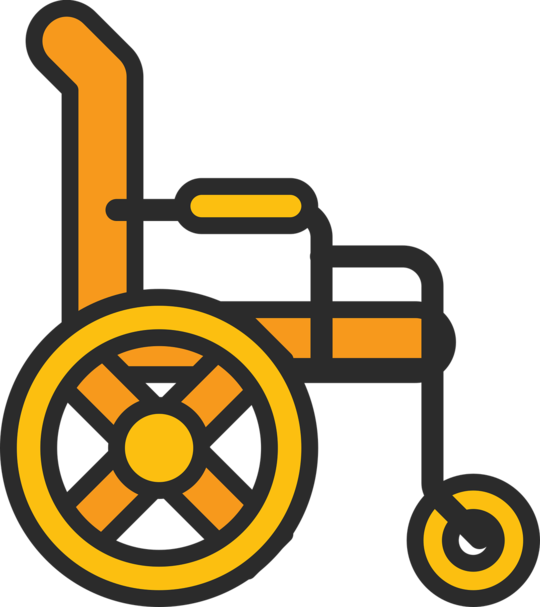 An orange wheelchair